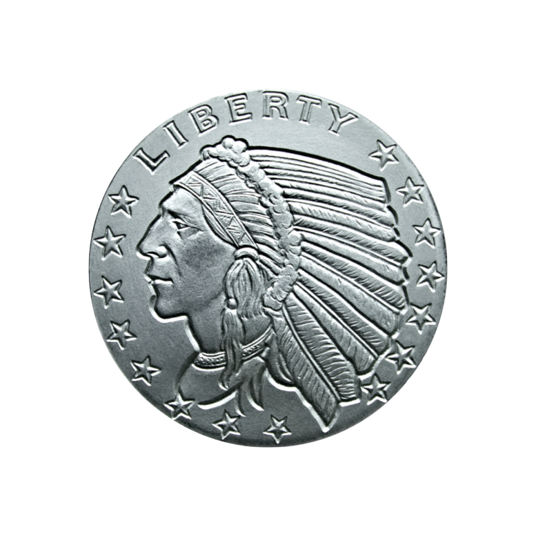 1/4 OZ SILVER ROUND INCUSE INDIAN DESIGN GOLDEN STATE MINT