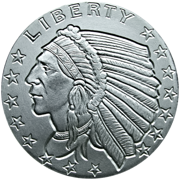 1 OZ SILVER ROUND INCUSE INDIAN DESIGN GOLDEN STATE MINT