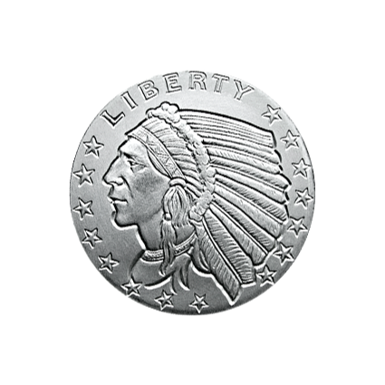 1/10 OZ SILVER ROUND INCUSE INDIAN DESIGN GOLDEN STATE MINT